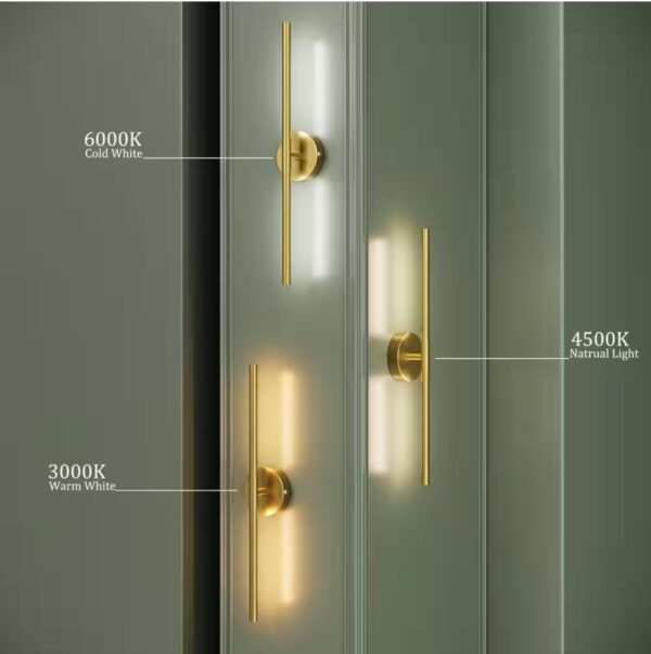 24 in. Modern Gold Battery Operated Wall Sconce (Set of 2) 360° Rotatable Dimmable Rechargeable Wall Light with Remote